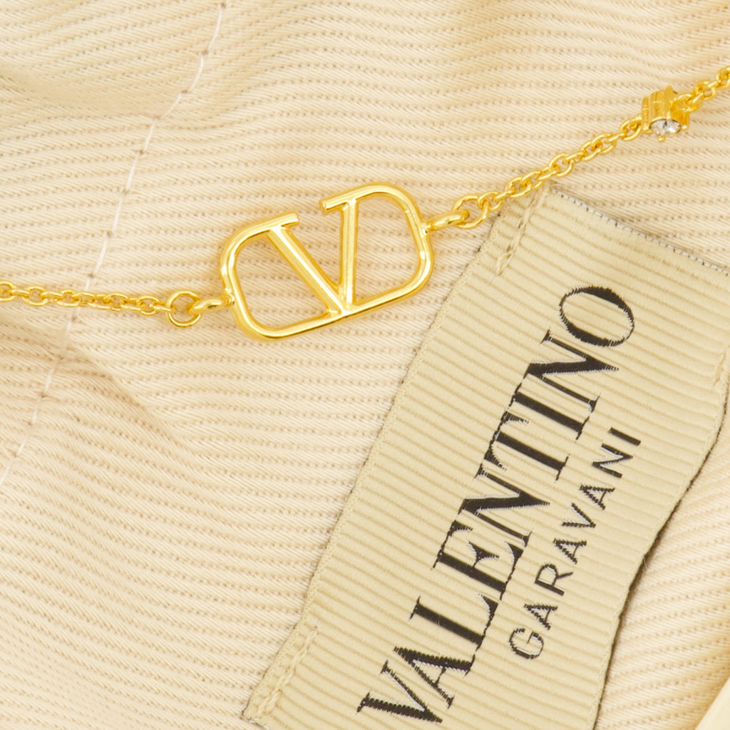 VLogo Bracelet, Valentino jewelry, Swarovski crystal bracelet, gold metal accessory, luxury bracelet