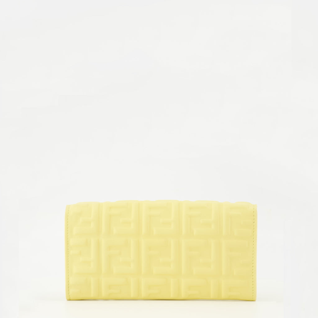 Fendi wallet, yellow wallet, luxury accessories, chain wallet, nappa leather