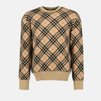 Imagen del suéter de cachemira a cuadros de Burberry para hombres - Temporada Otoño-Invierno 2024 - Vista frontal