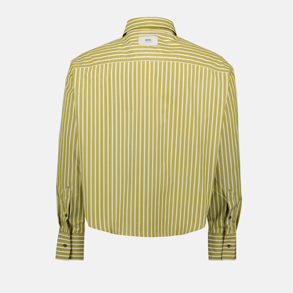 Ami de Coeur, green striped shirt, organic cotton, spring summer collection, unisex fashion