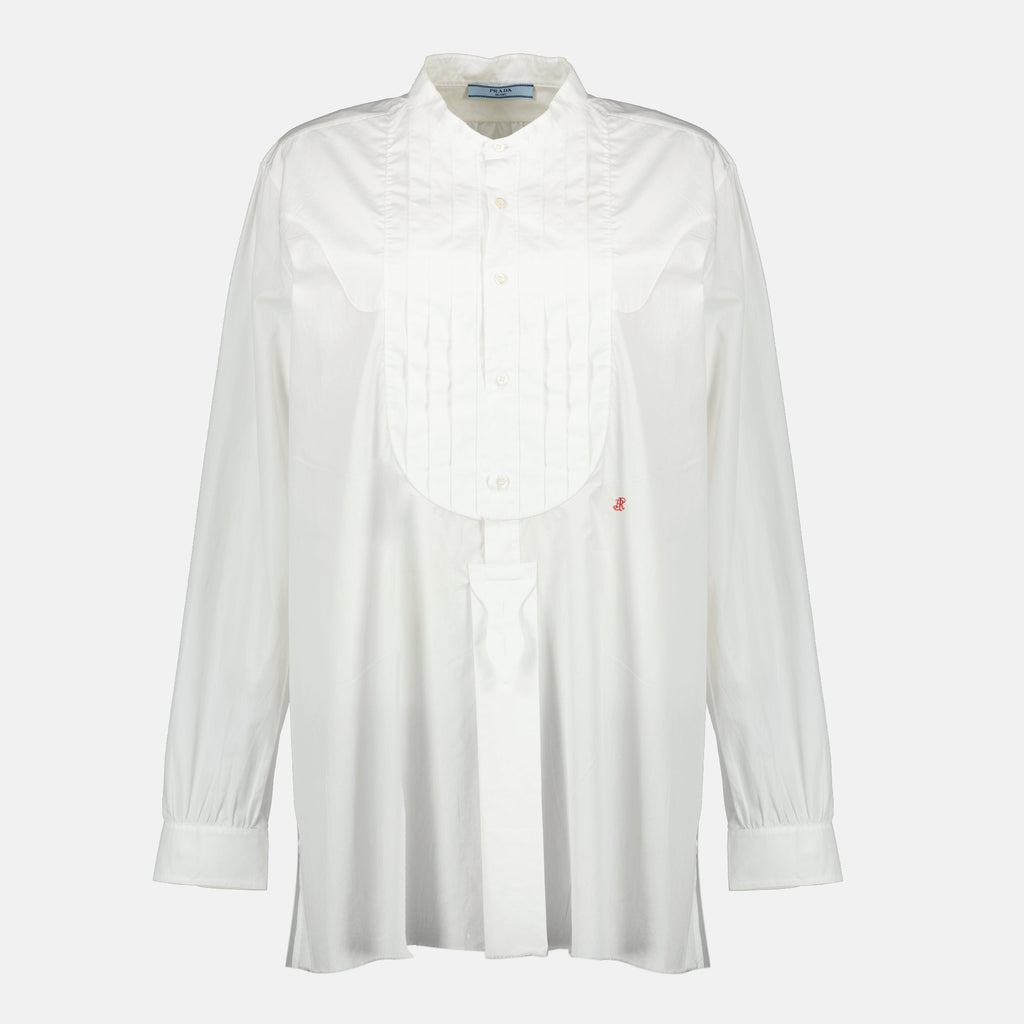 Image of White Cotton Shirt by Prada for Women - Season Spring-Summer 2026 - Front View