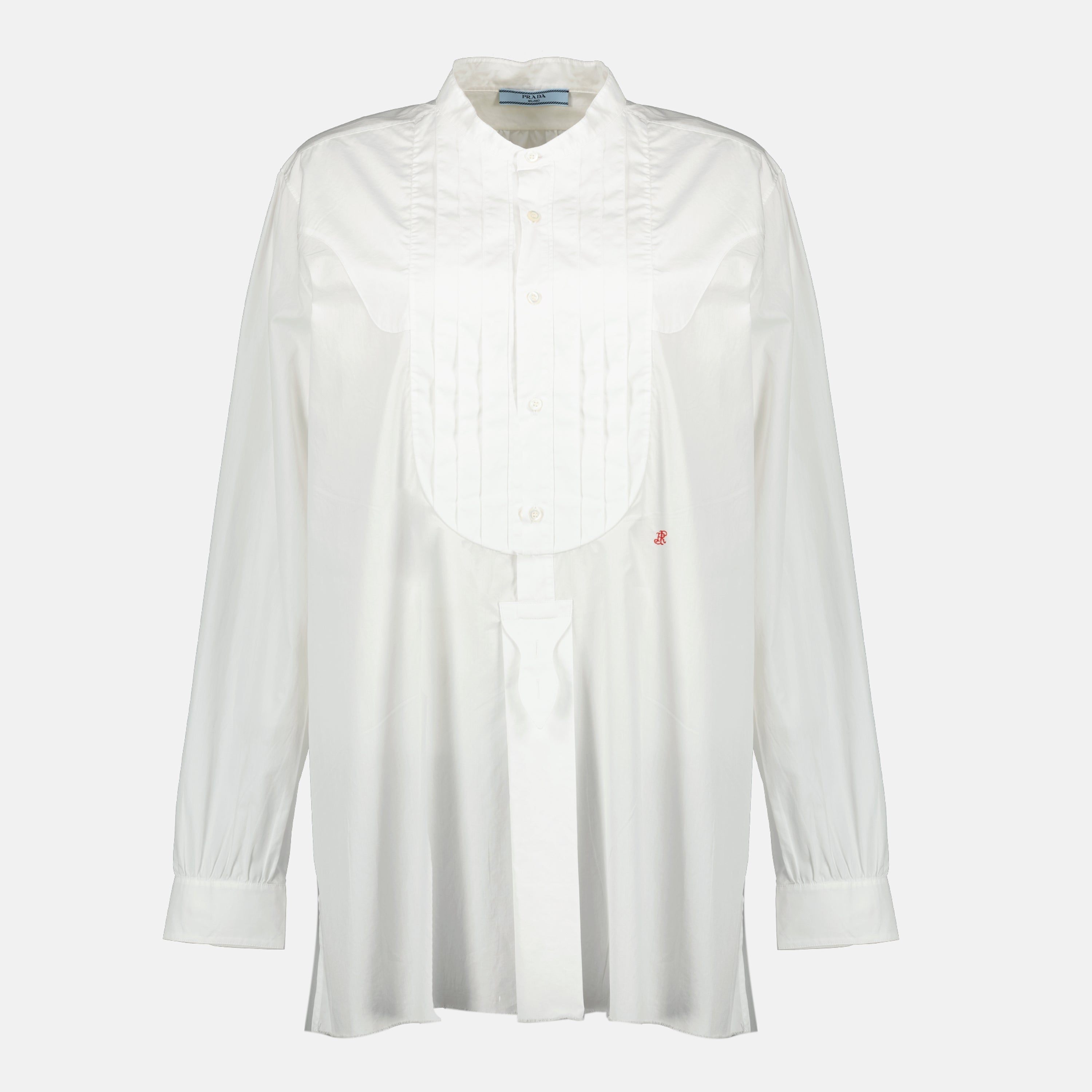 Image of White Cotton Shirt by Prada for Women - Season Spring-Summer 2026 - Front View