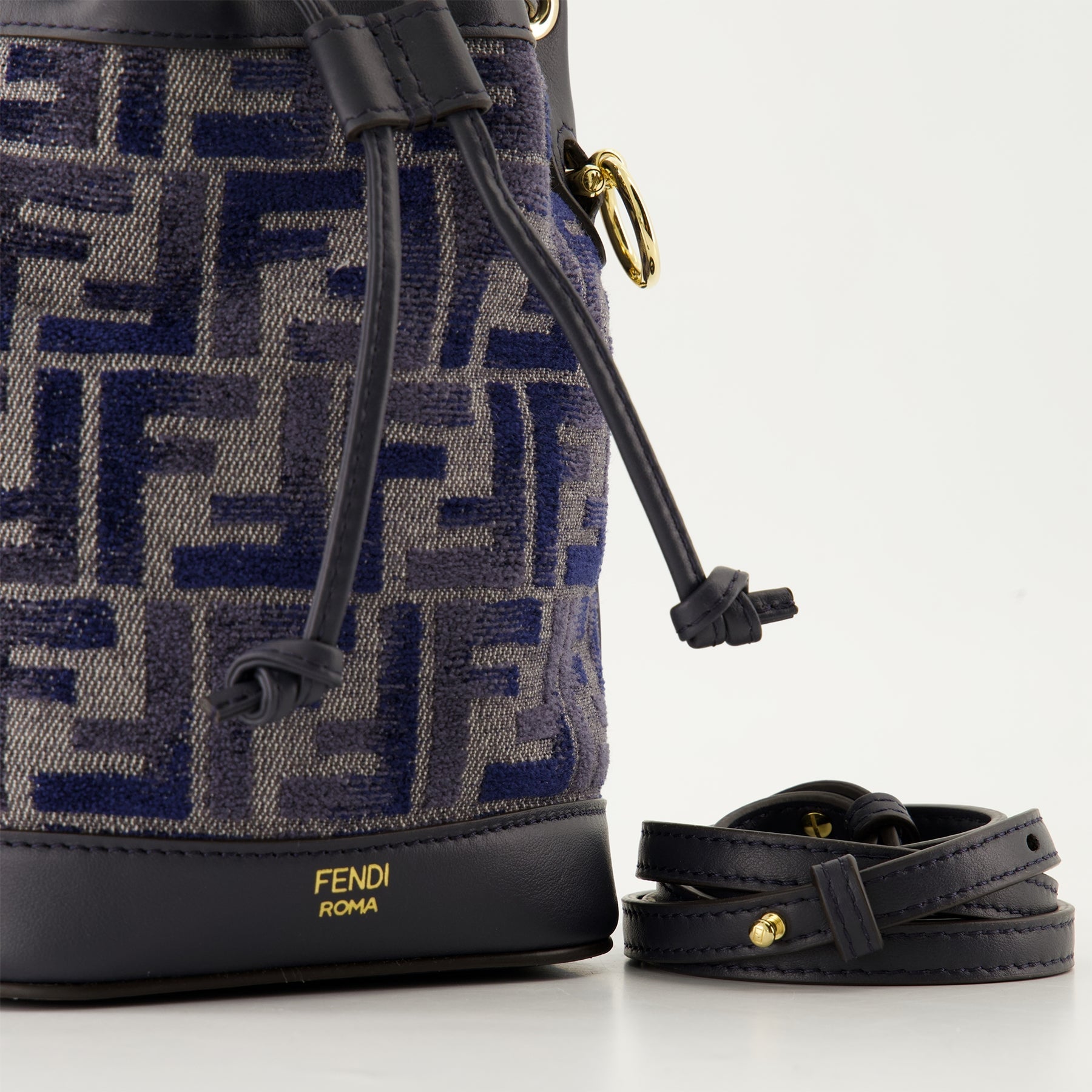 Mon Trésor Mini, bucket bag, FF embossed, adjustable strap, Fendi