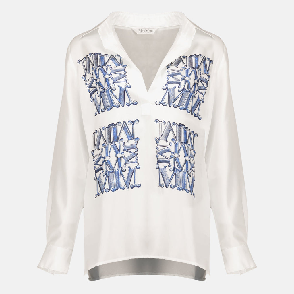 White Silk Shirt with Max Mara Print