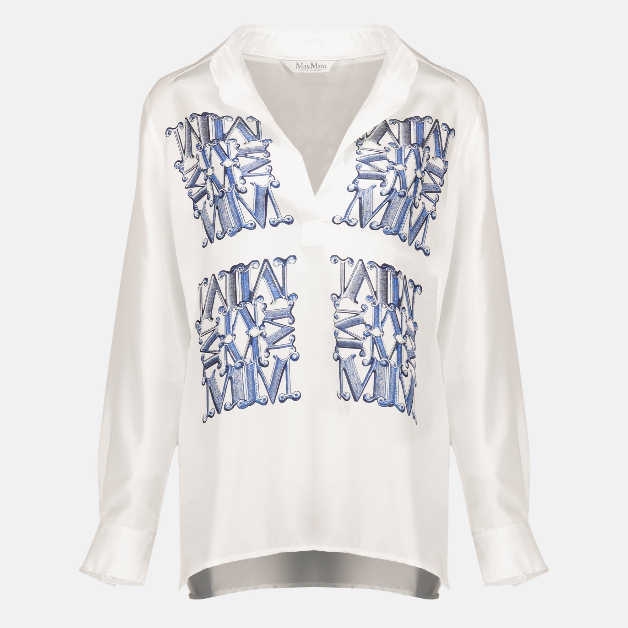 White Silk Shirt with Max Mara Print