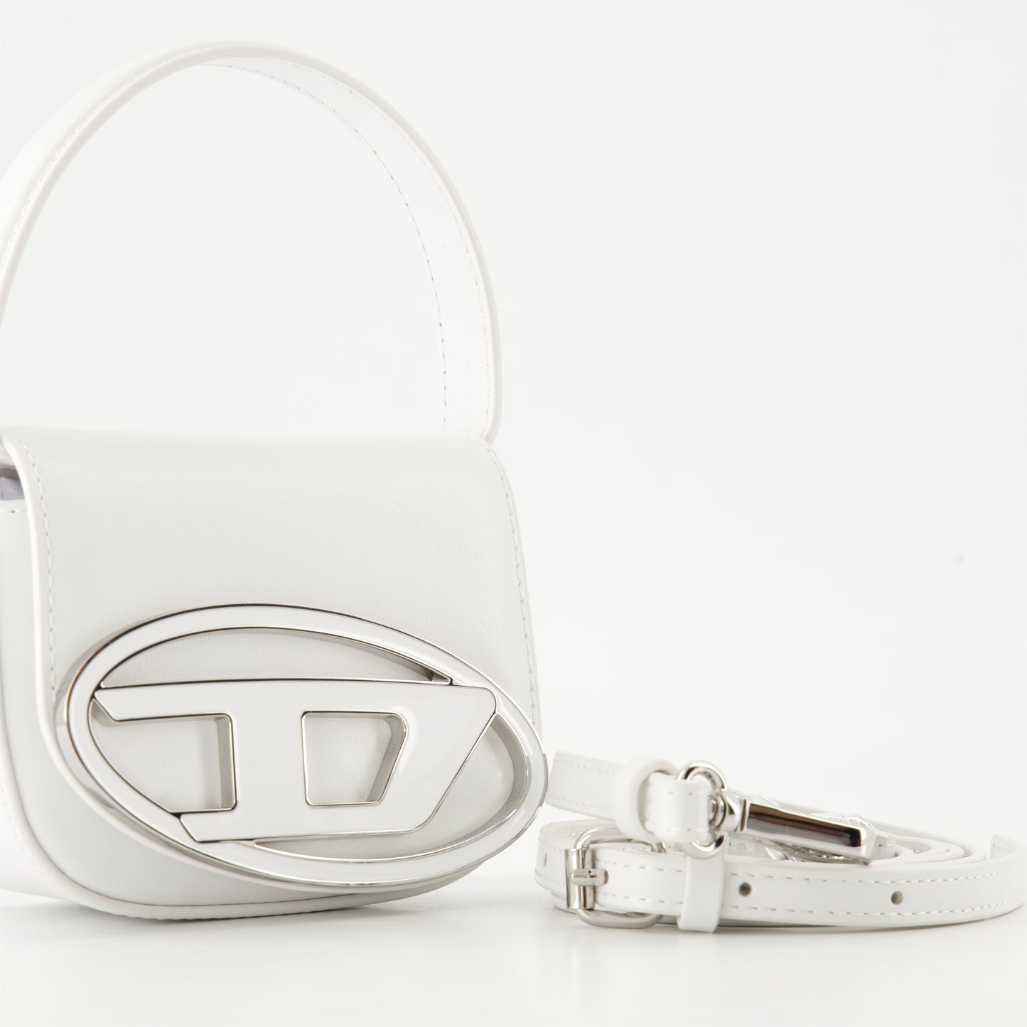 Diesel 1DR XS Mini Bag, White Leather Bag, Mini Handbag, Designer White Bag, Luxury Mini Bag