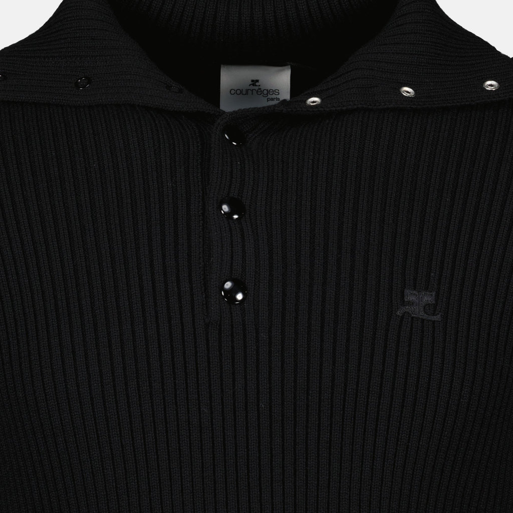 black wool polo courreges men 15434779689340
