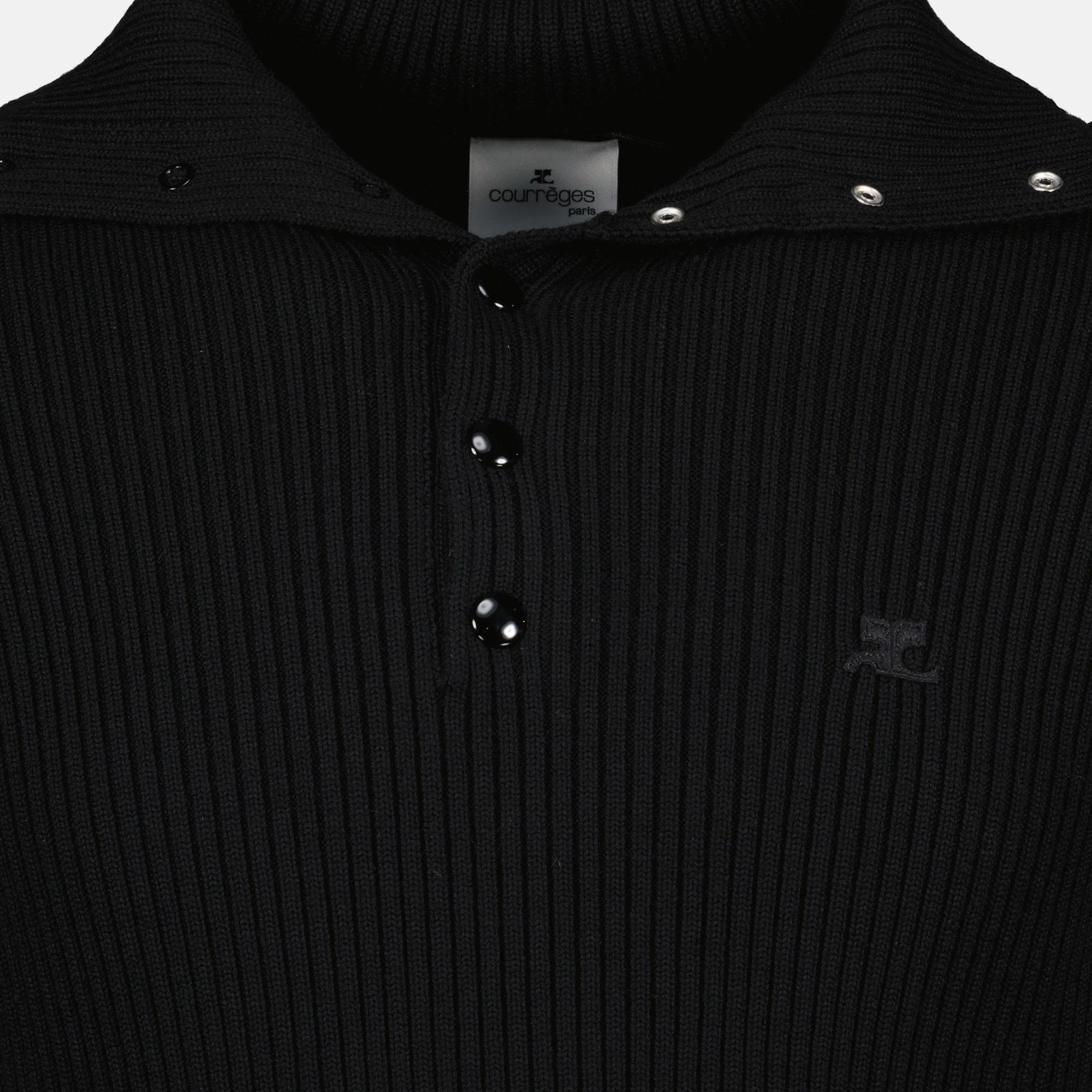 black wool polo courreges men 15434779689340