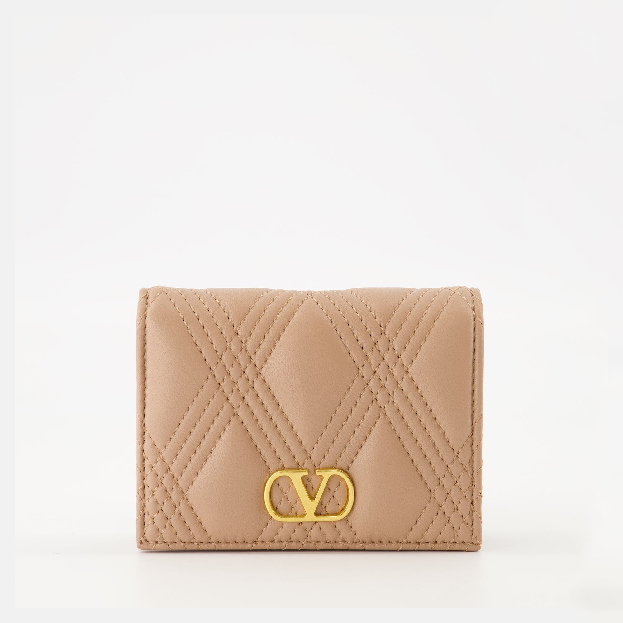 Quiltie 67 wallet, Valentino Garavani, quilted leather wallet, designer wallet, pink wallet