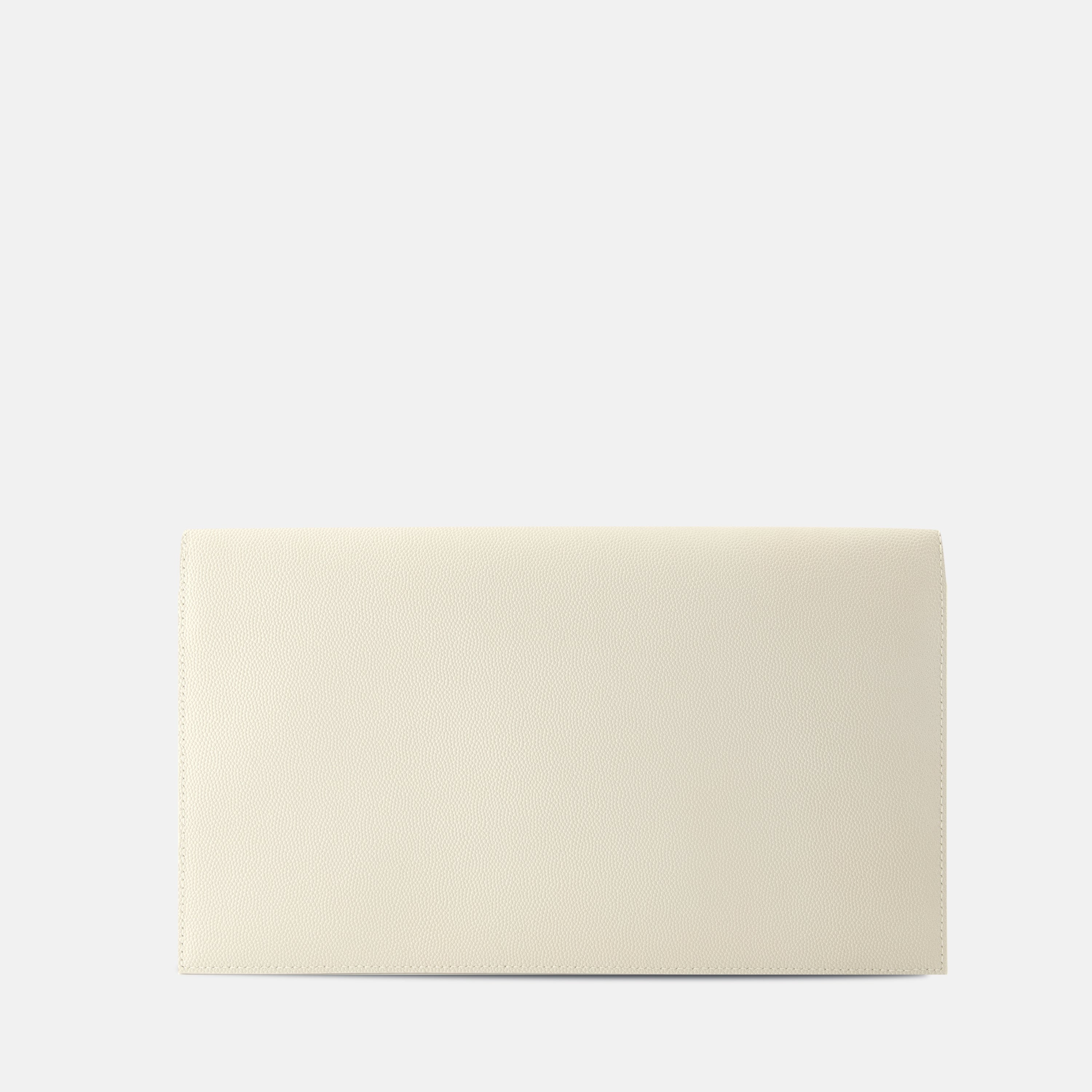 Uptown Clutch, Saint Laurent Clutch, textured leather pouch, ivory envelope clutch, luxury accessory