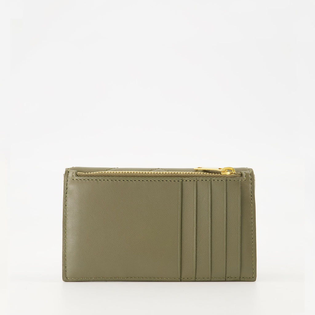 Saint Laurent card holder, lambskin leather accessory, Cassandre Fragments, khaki card holder, designer card holder