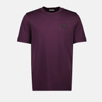 Image of Bordeaux Leather Logo T-Shirt by Moncler for Men - Season Autumn-Winter 2025 - Front View