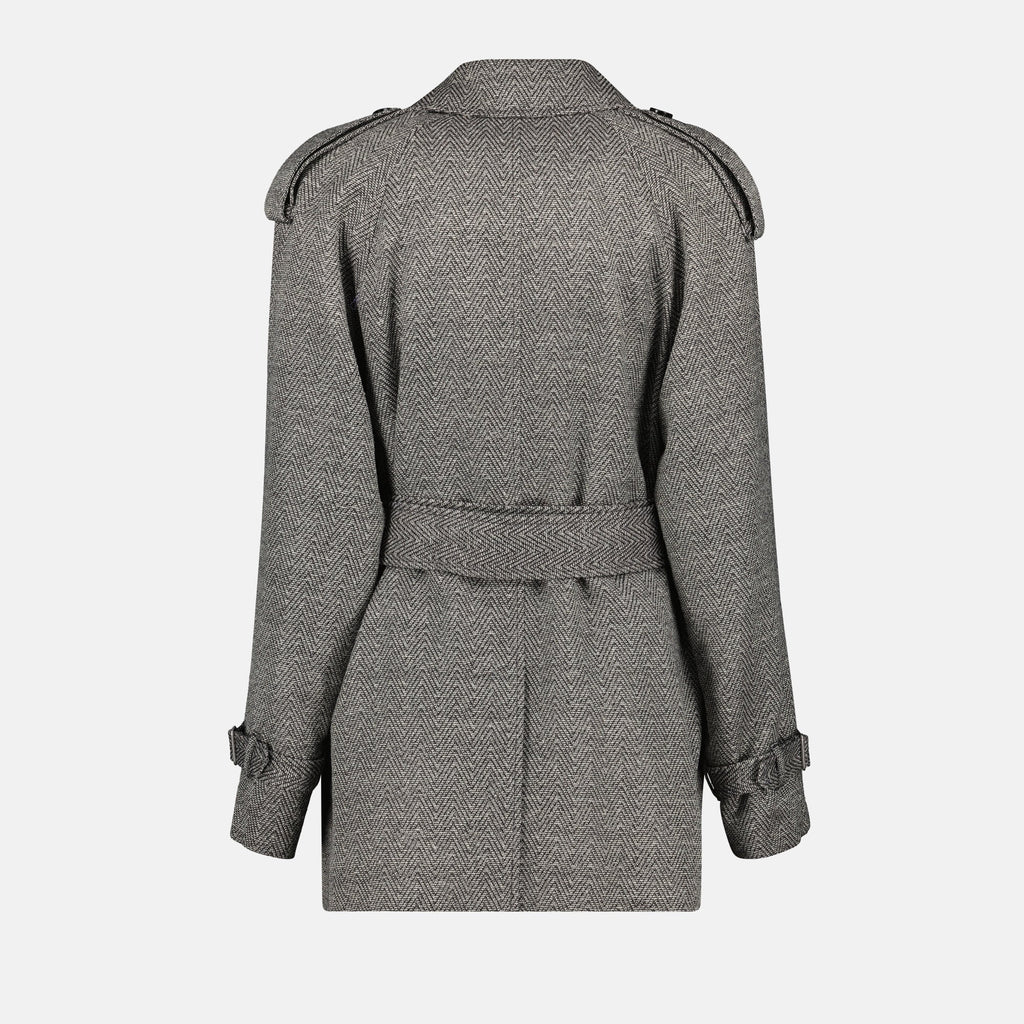 Grey Wool and Silk Trench Coat