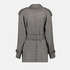 Grey Wool and Silk Trench Coat