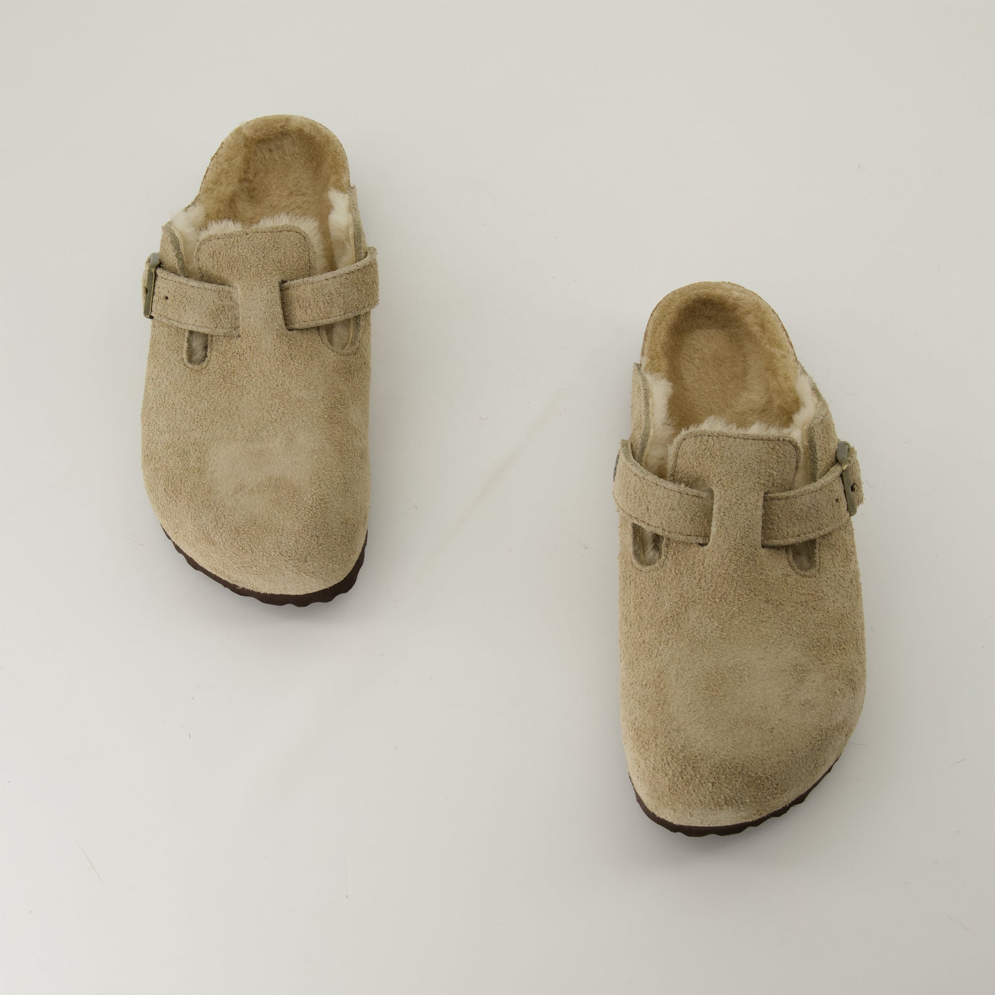 Birkenstock, Beige Fur Mules, Footwear Comfort, Adjustable Fit, Autumn-Winter Shoes