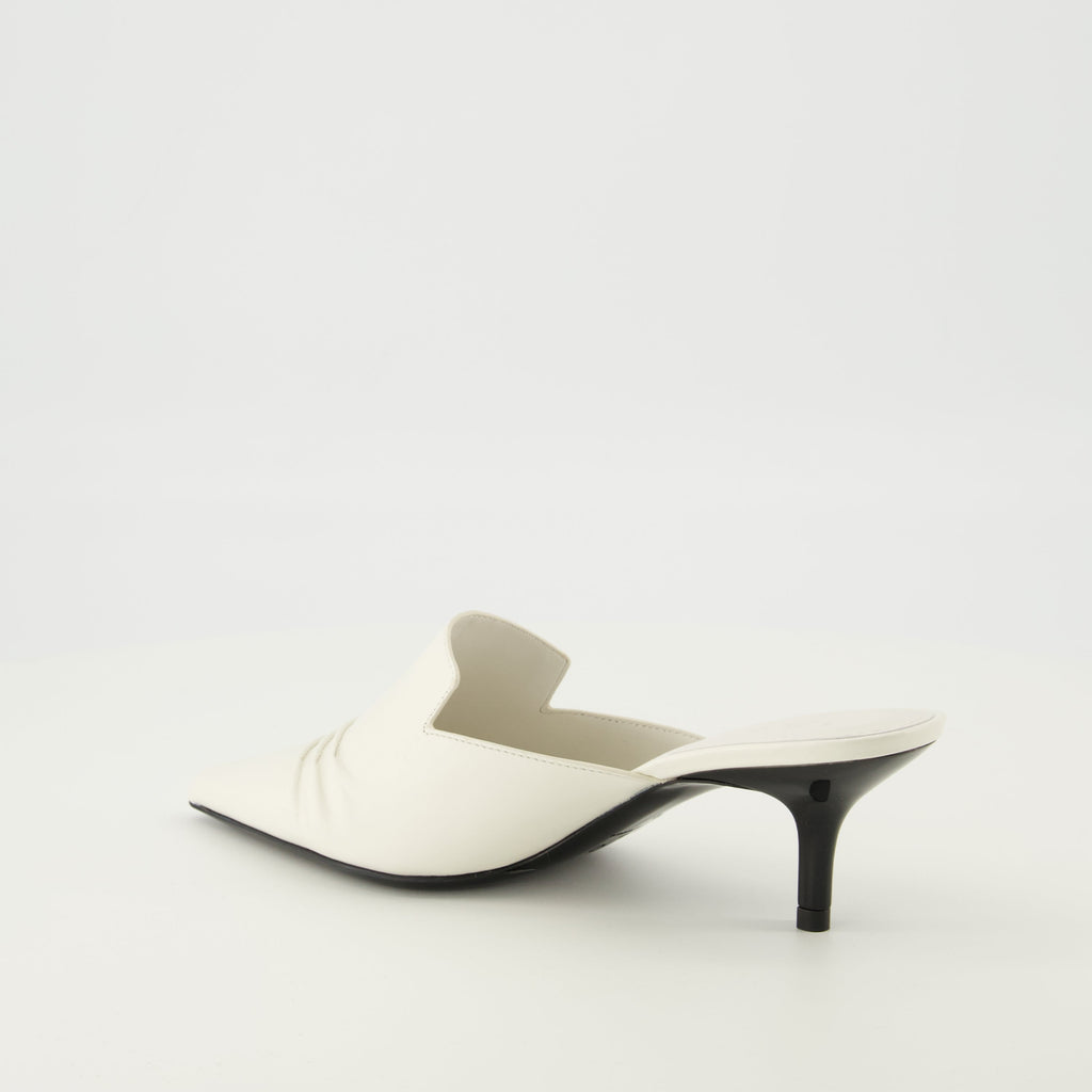 Plissée Heeled Mules