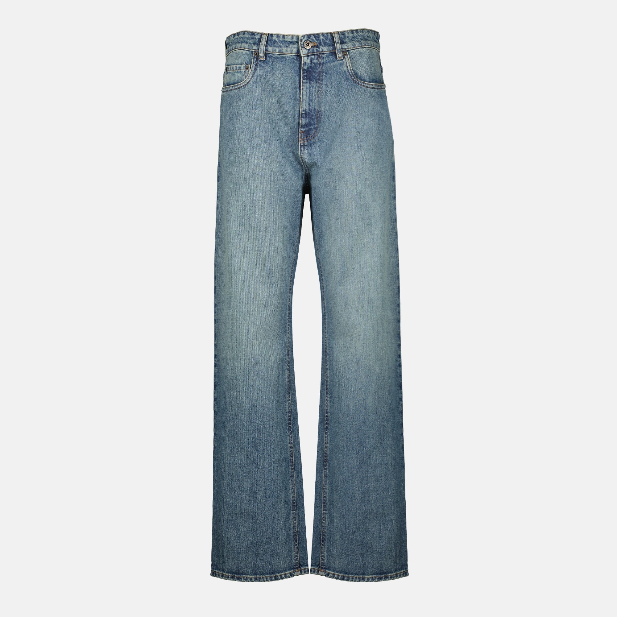 blue jeans, embroidered denim, straight fit jeans, five pocket design, casual wear