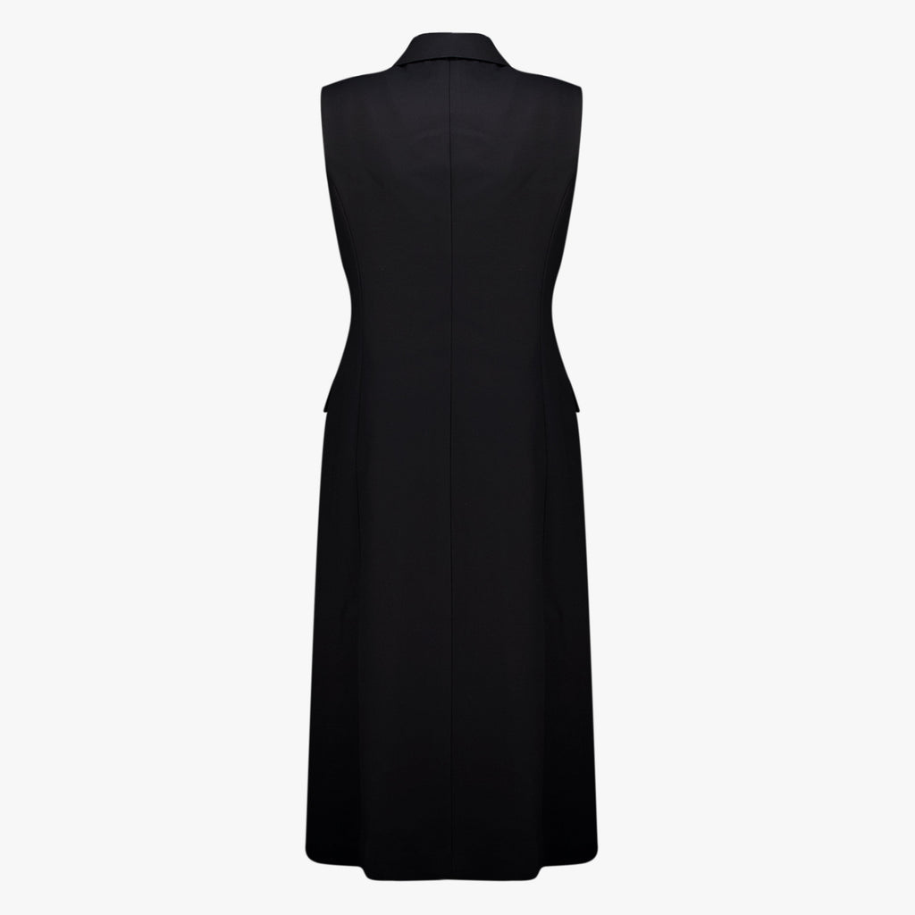 Black Silk Cady Sleeveless Coat Dress