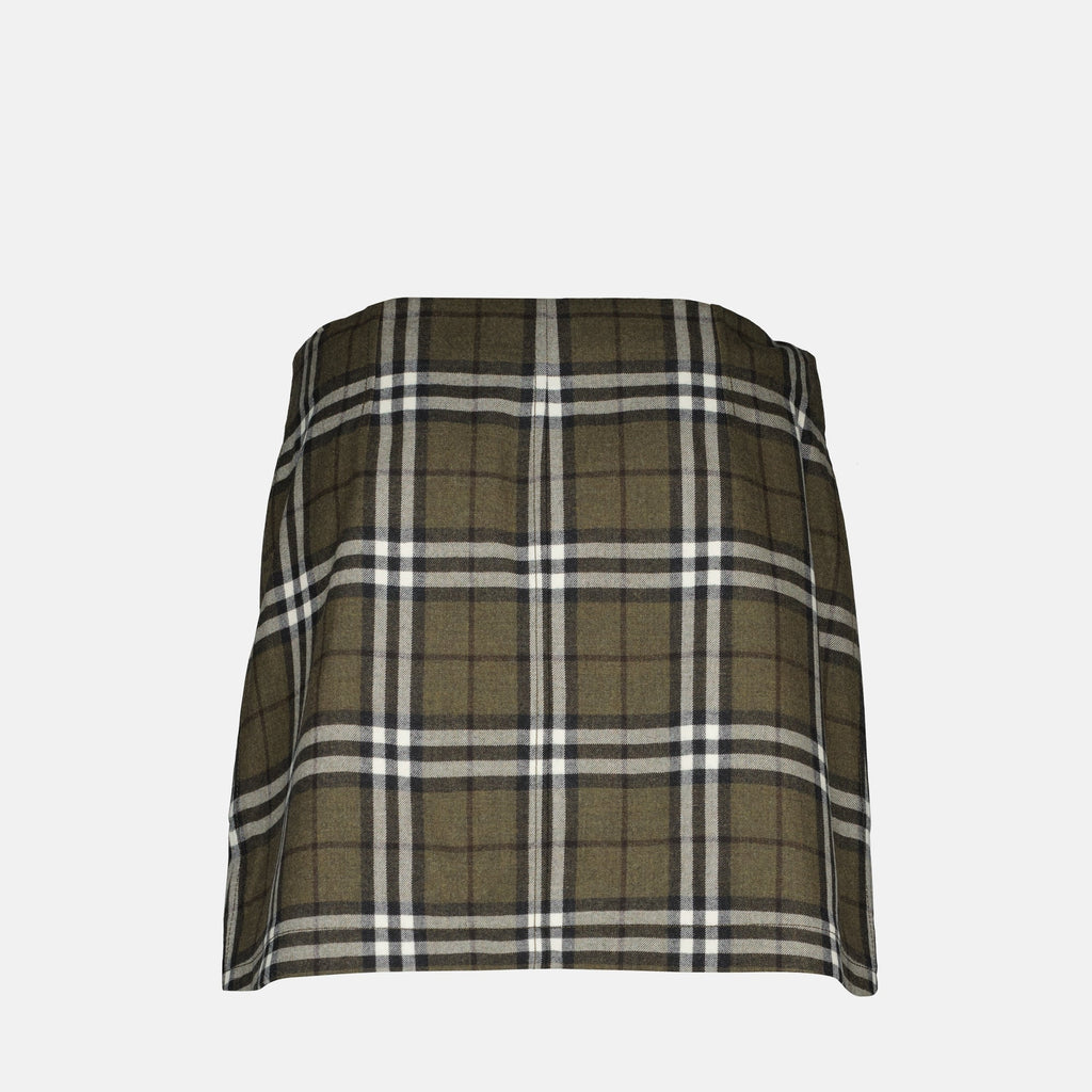 Burberry, mini skirt, wool skirt, khaki check, Autumn-Winter fashion