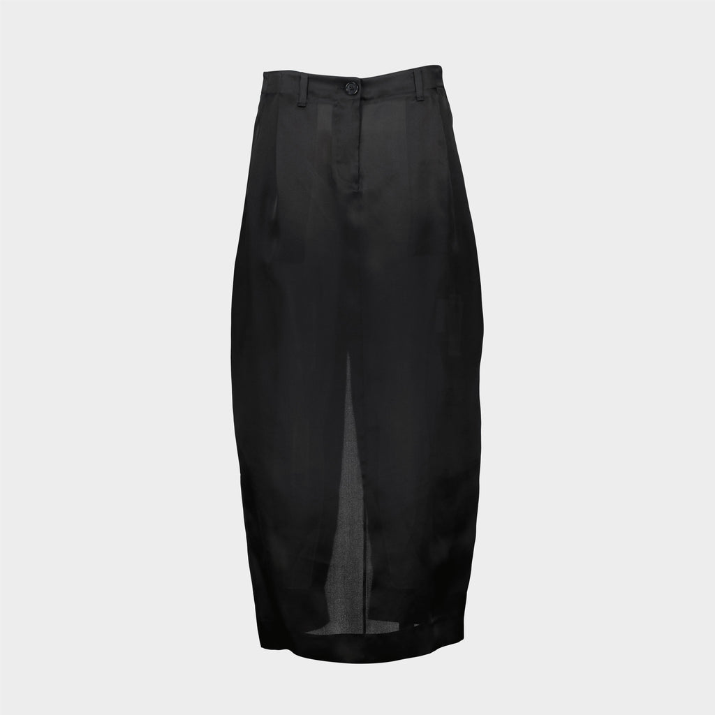 black skirt, Khaite Lucian, silk skirt, elegant skirt, high-waisted skirt