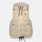 Moncler Grenoble jacket, beige sleeveless jacket, quilted jacket, Autumn-Winter 2025, adjustable hood jacket