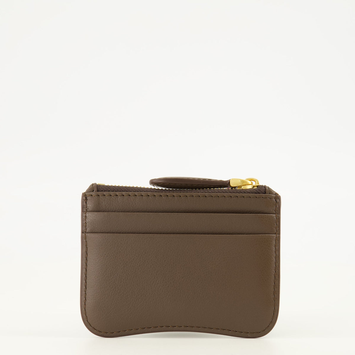 Porte-Cartes Zippé Paris en Cuir Marron