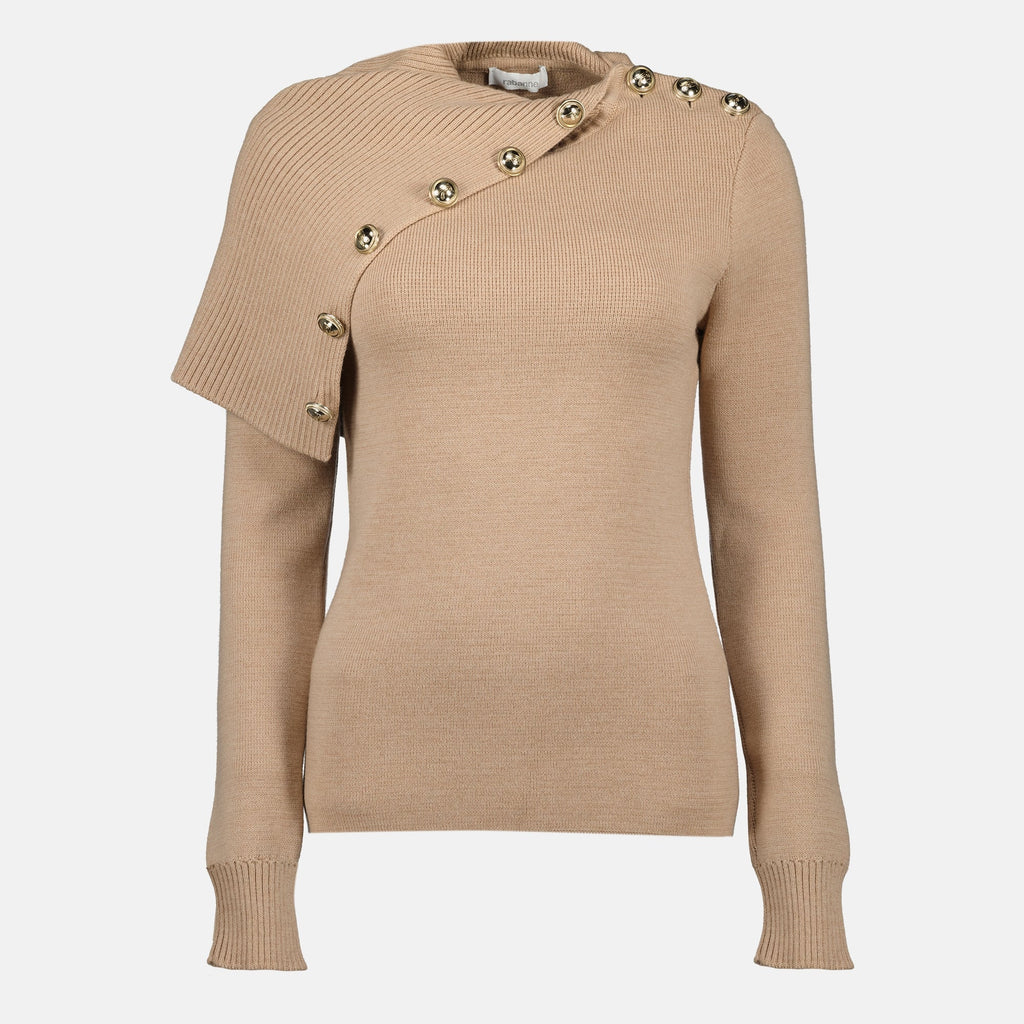 beige sweater, Rabanne, wool garment, Autumn-Winter 2025, women's fashion