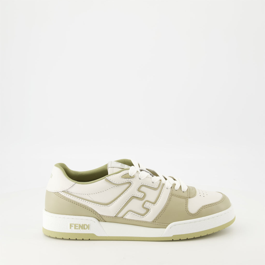 Image des baskets Fendi Match vert olive de Fendi pour hommes - Saison Printemps-Été 2025 - Vue de côté droit