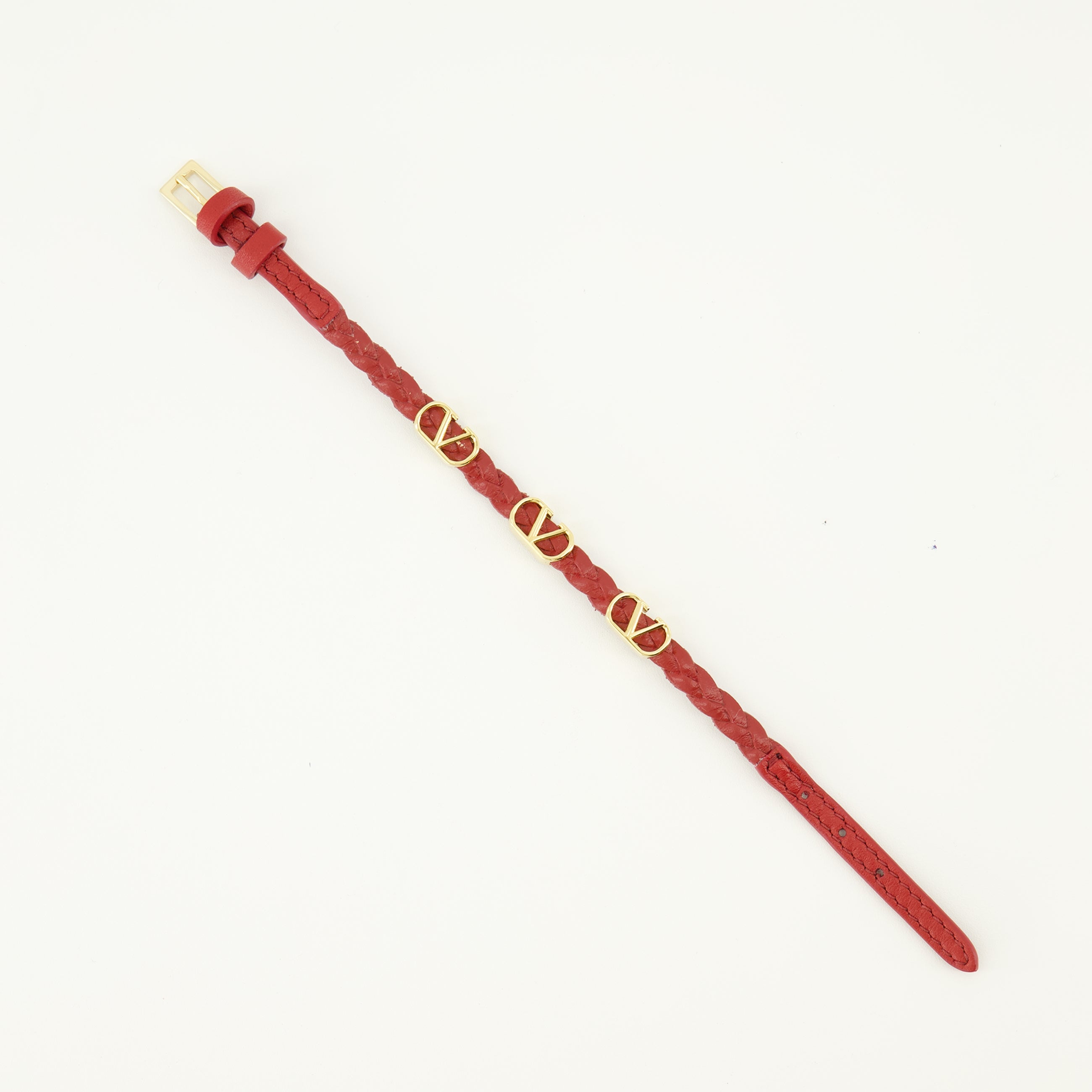 Vlogo Red Leather Bracelet - Valentino - Valentino Garavani