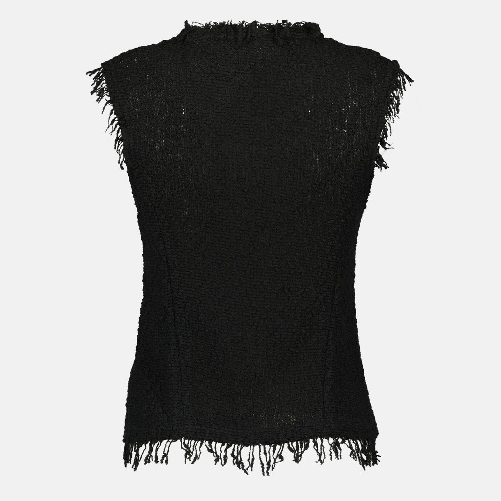 Colete sem mangas em tweed preto