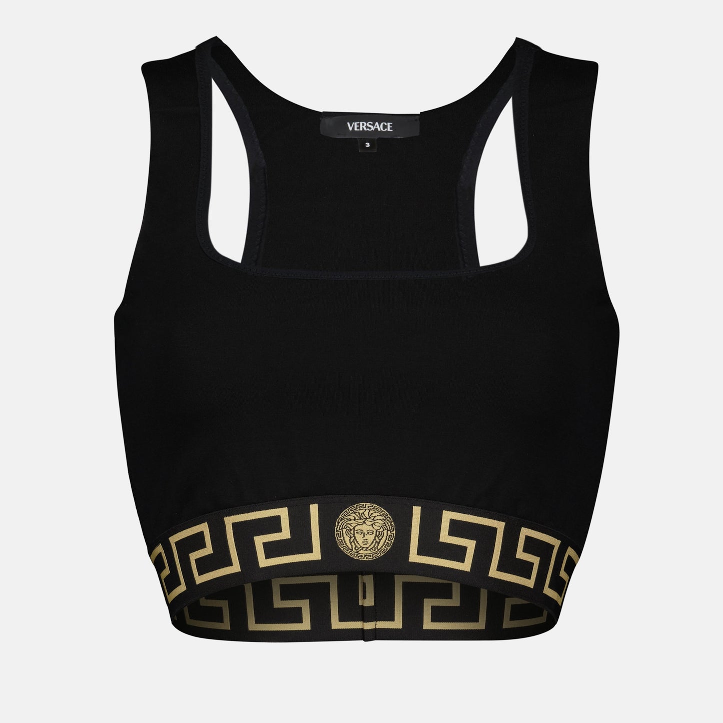 Medusa Greca, Black Sport Bra, Versace, Fall-Winter 2024, Elegant Sportswear