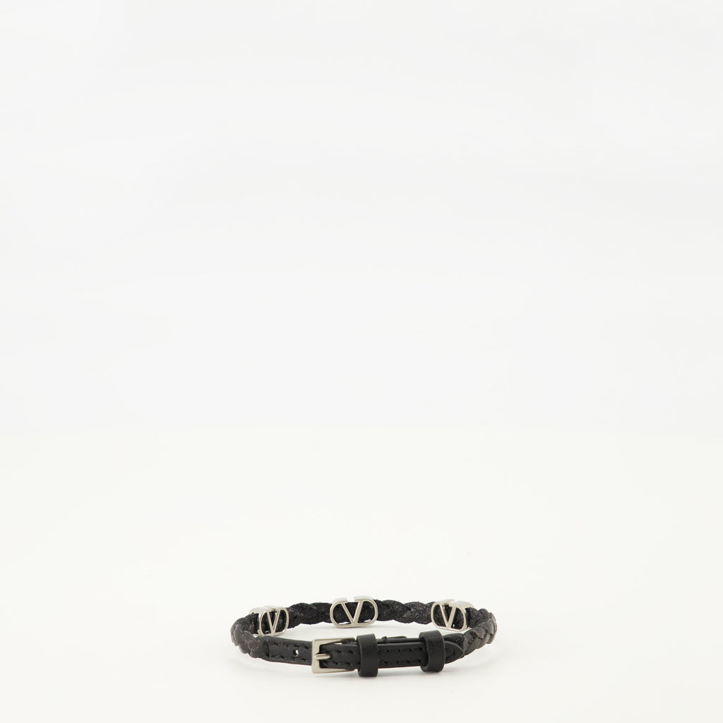 Imagen de la pulsera de cuero negro Vlogo de Valentino Garavani para hombres - Temporada Primavera-Verano 2026 - Vista trasera