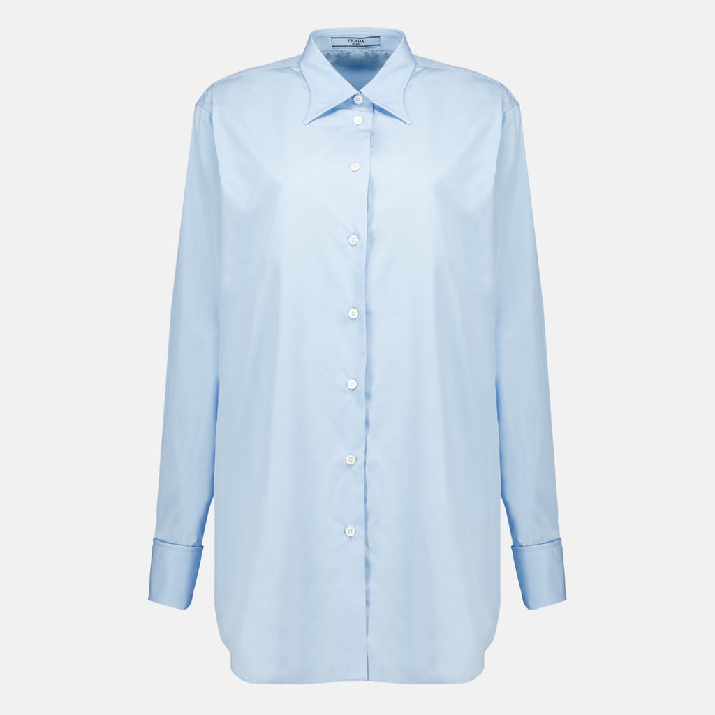 Blaues Oversize-Hemd aus Popeline