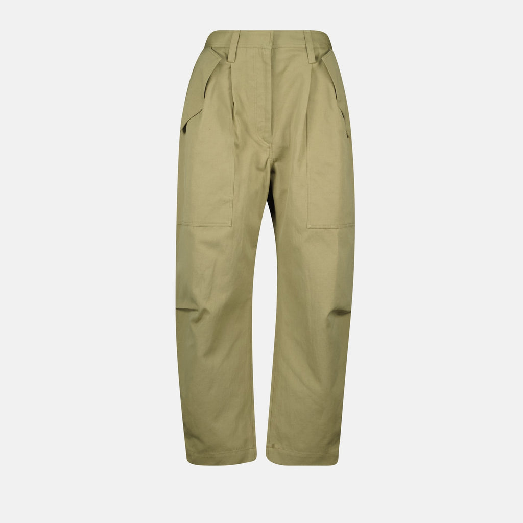 cargo pants, light green pants, women's trousers, fashionable pants, high-waisted pants
