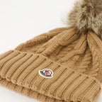 Image of Cashmere Beanie with Pompom by Moncler for Women - Season Autumn-Winter 2025 - Detail View 1