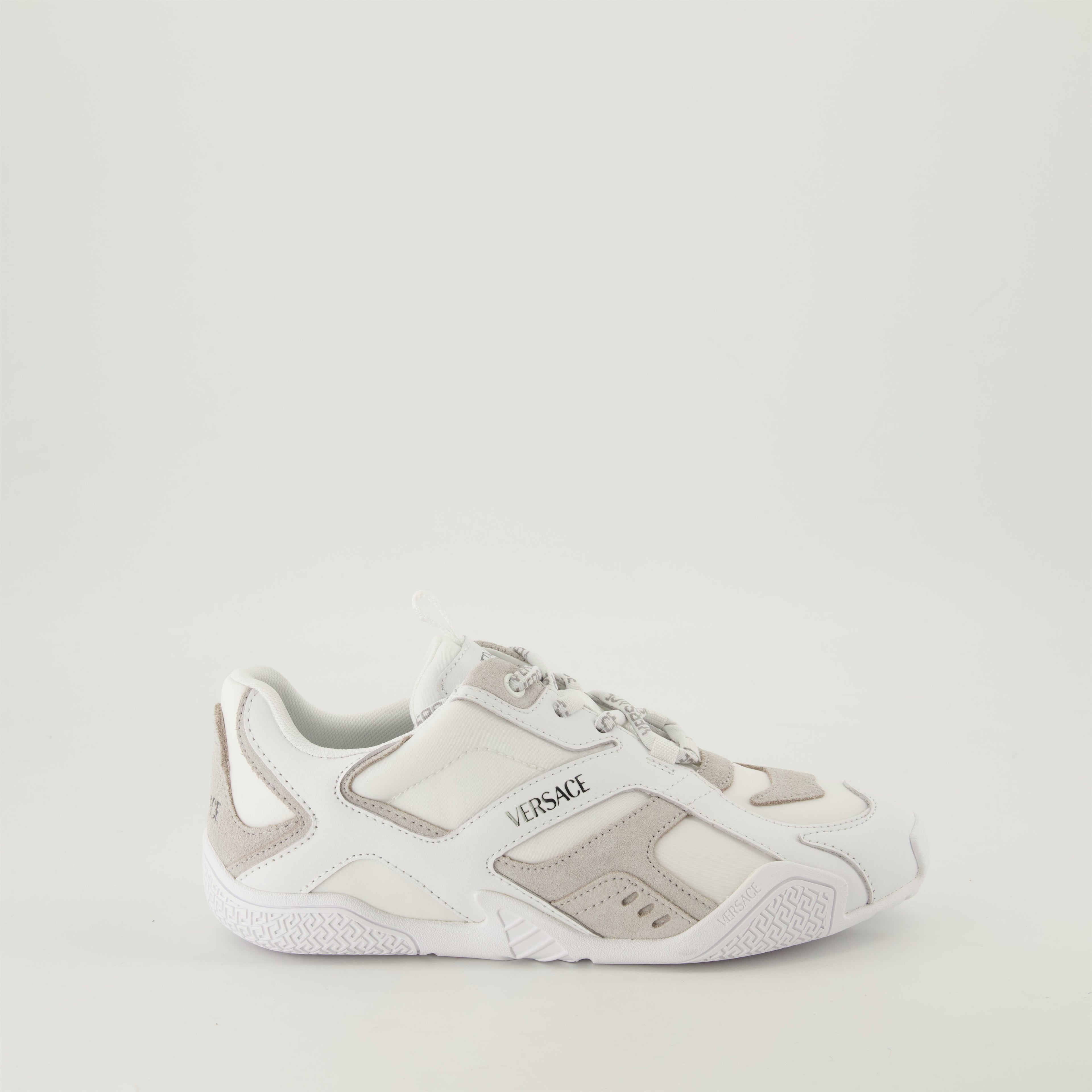 white leather sneakers, Versace sneakers, luxury casual shoes, Spring-Summer 2025, elegant footwear