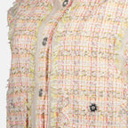 sleeveless jacket, tweed jacket, Versace style, women's outerwear, luxurious tweed