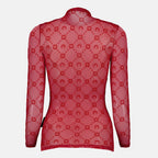 Image of Red Mesh Monogram Top by Marine Serre for Women - Season Autumn-Winter 2025 - Product detail view 1