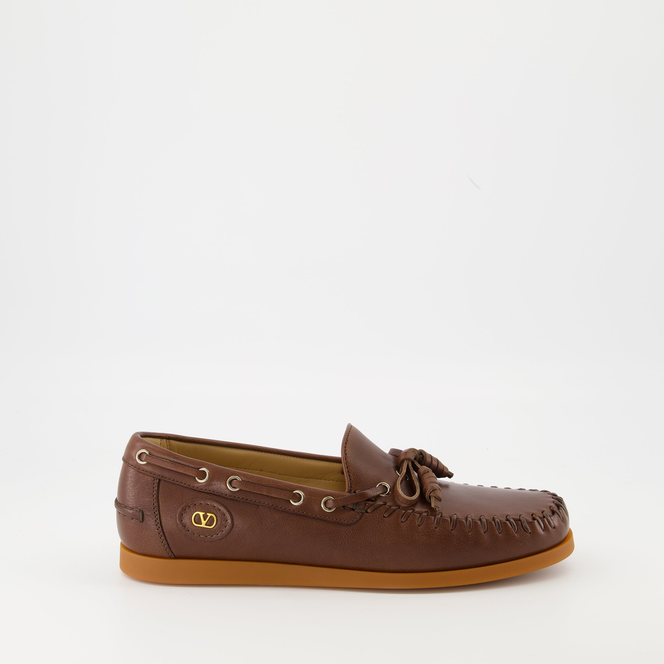 Palm Avenue boat shoes, Valentino Garavani, brown boat shoes, buffalo leather shoes, luxury footwear