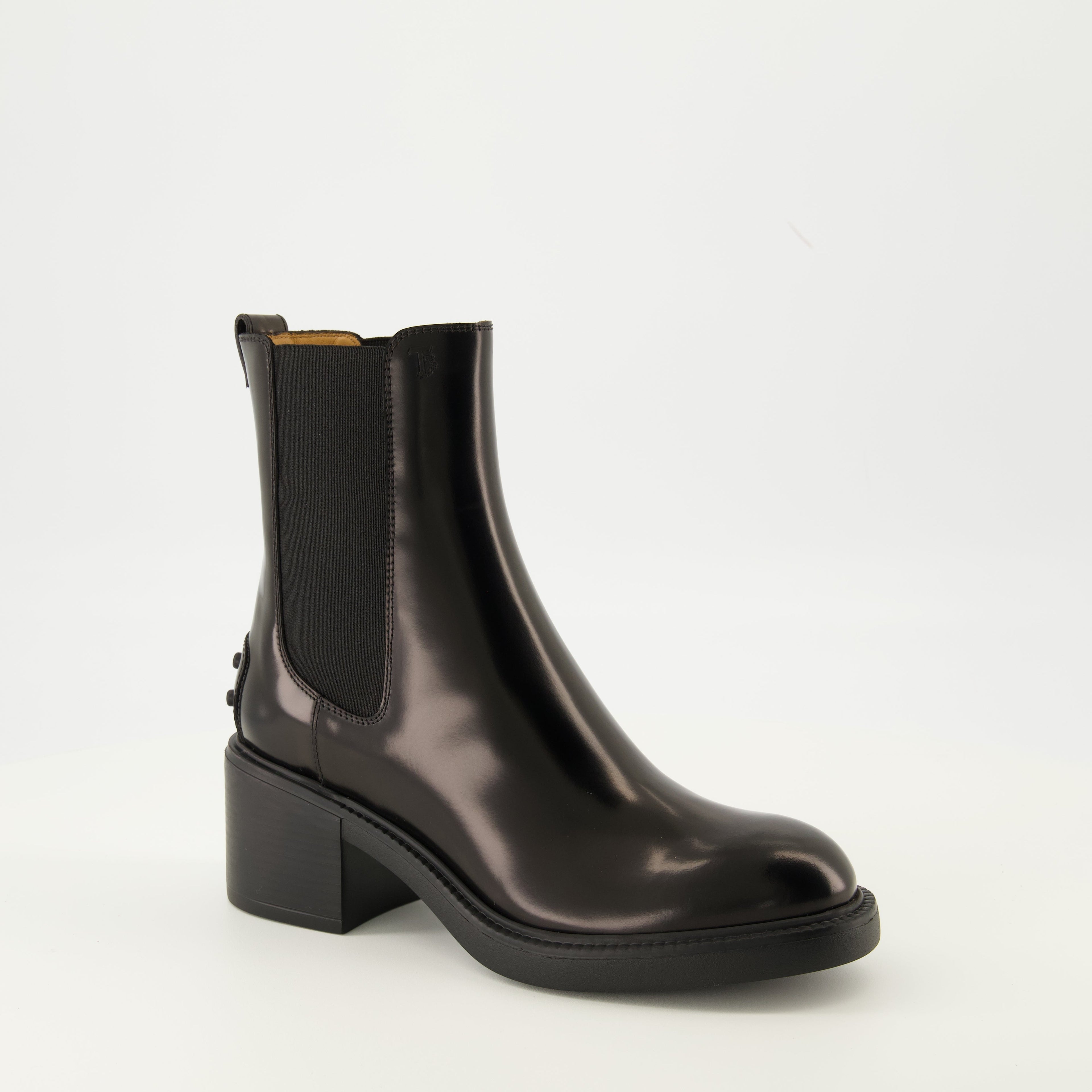 black leather ankle boots tods women 15592963539324