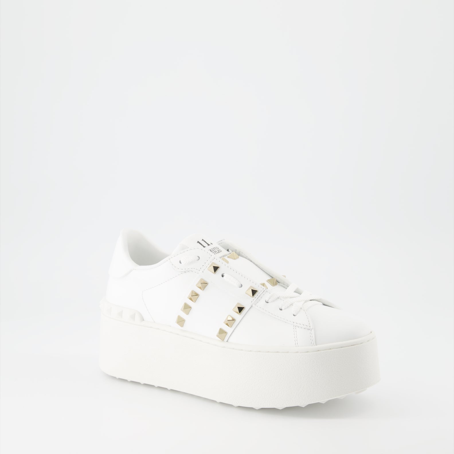 platform sneakers, Valentino Garavani, Rockstud sneakers, white sneakers, calfskin leather