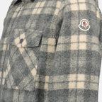 Moncler shirt, Tartan Grey Shirt, wool polyester blend, Men's fashion, casual wear