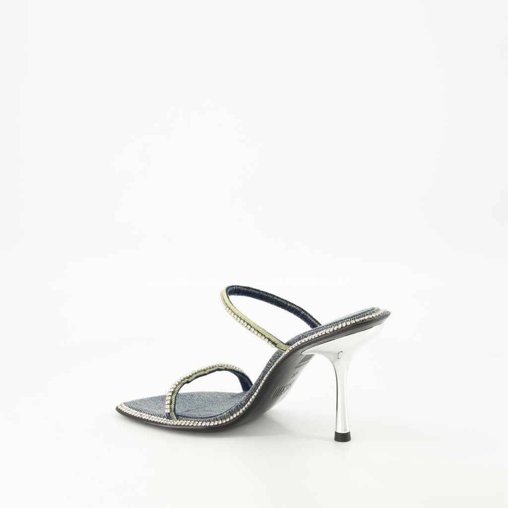 D-havanna Sdl sandals, denim sandals, blue platform sandals, crystal embellished sandals, summer footwear