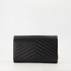Image of Cassandre Black Chain Wallet by Saint Laurent for Women - Season Autumn-Winter 2025 - Back View