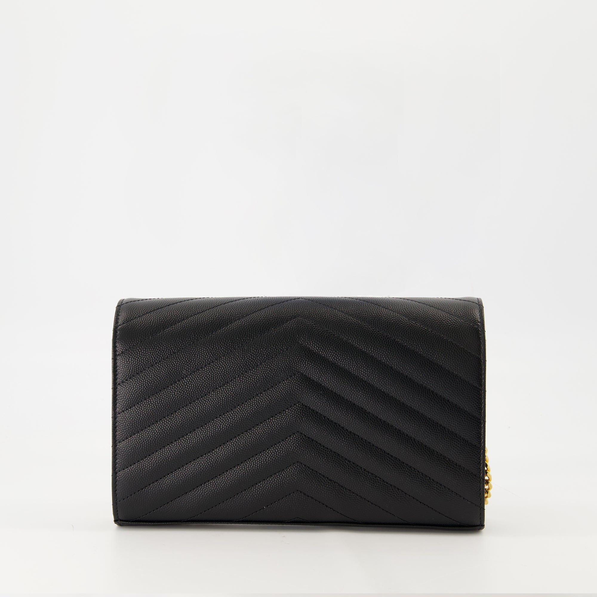 Imagen de la cartera de cadena negra Cassandre de Saint Laurent para mujeres - Temporada Otoño-Invierno 2025 - Vista trasera