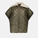 오버사이즈 카키 퀼팅 케이프