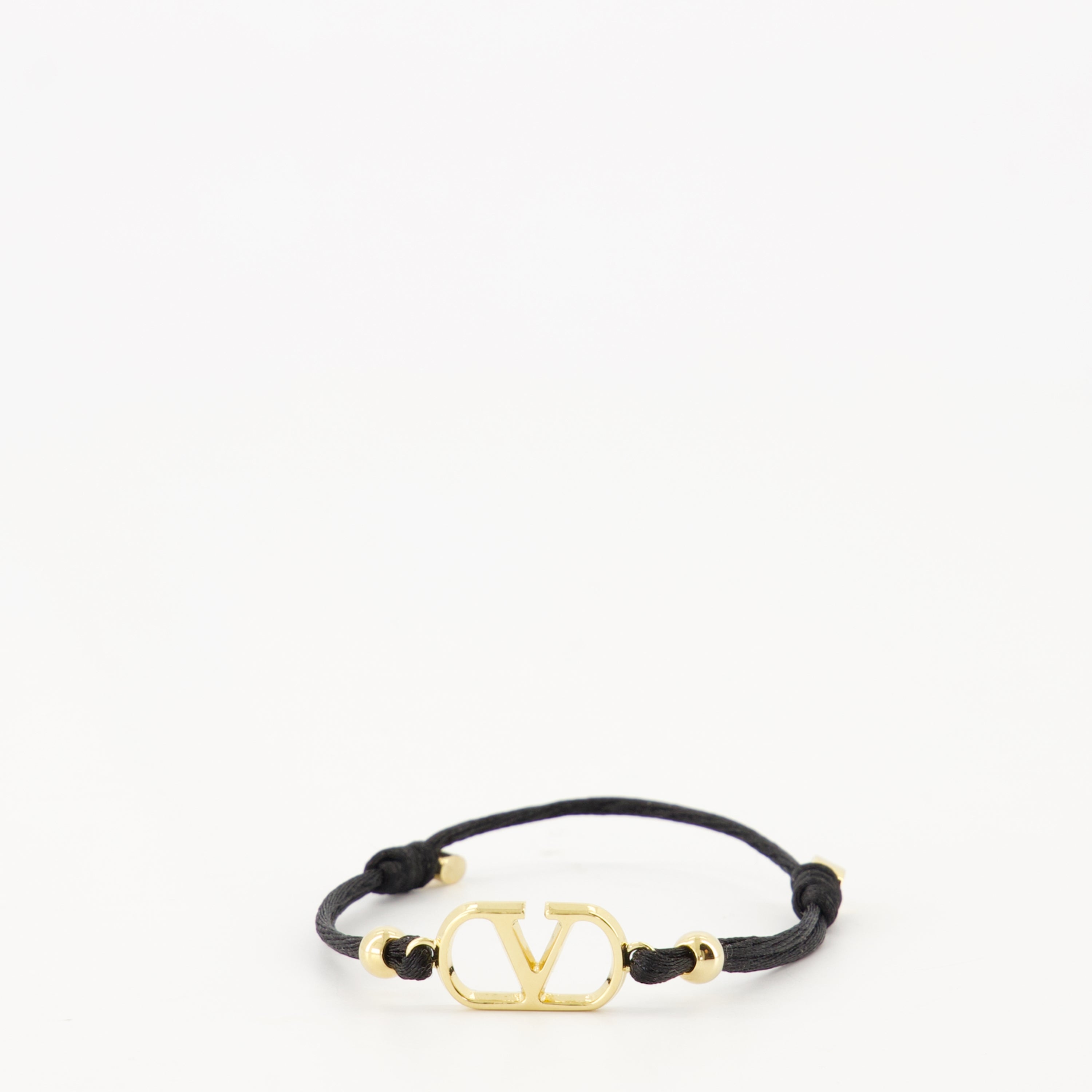 Valentino Garavani bracelet, VLogo signature accessory, cotton bracelet, gold finish jewelry, luxury fashion bracelet