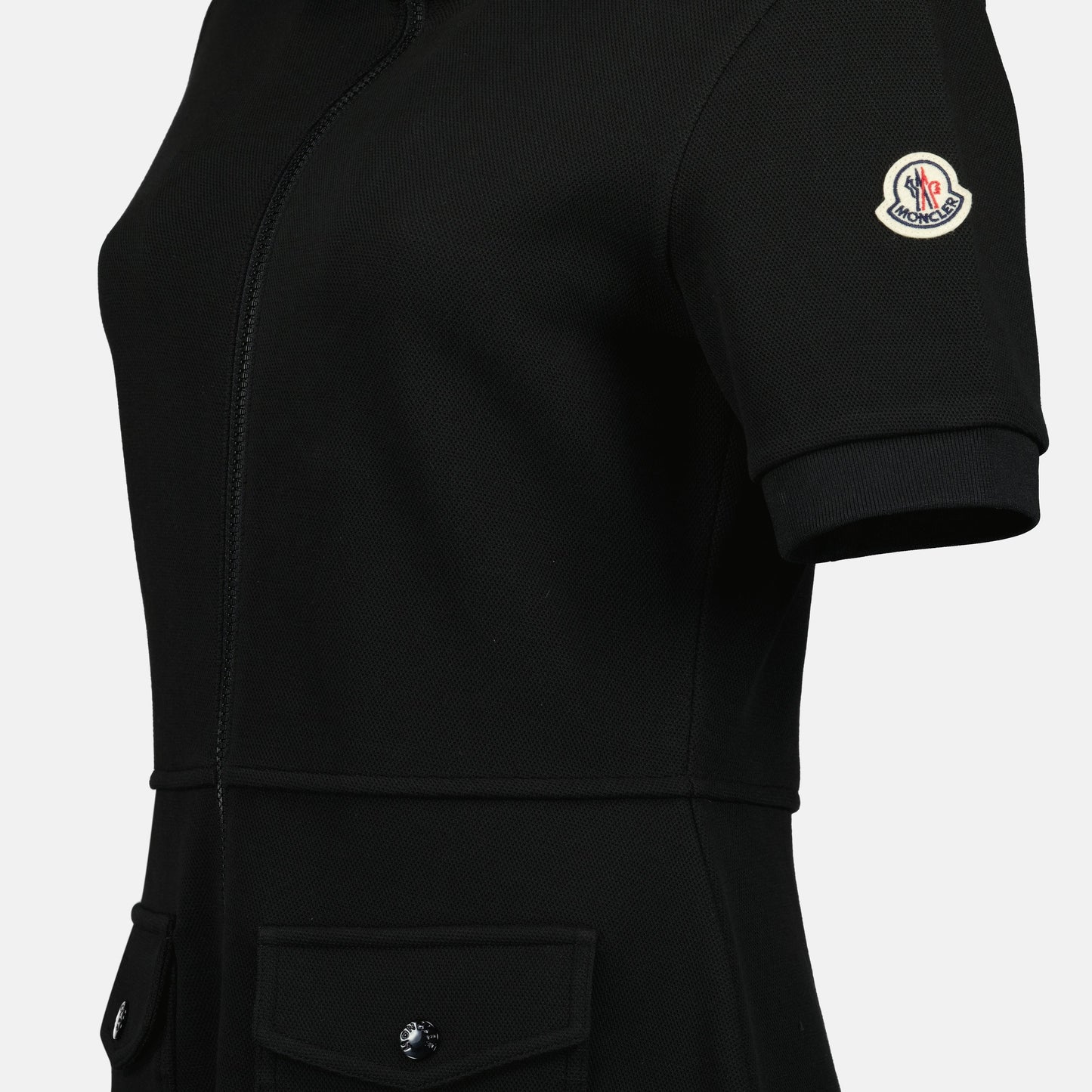 Black dress, Moncler dress, zip dress, summer fashion, slim fit dress