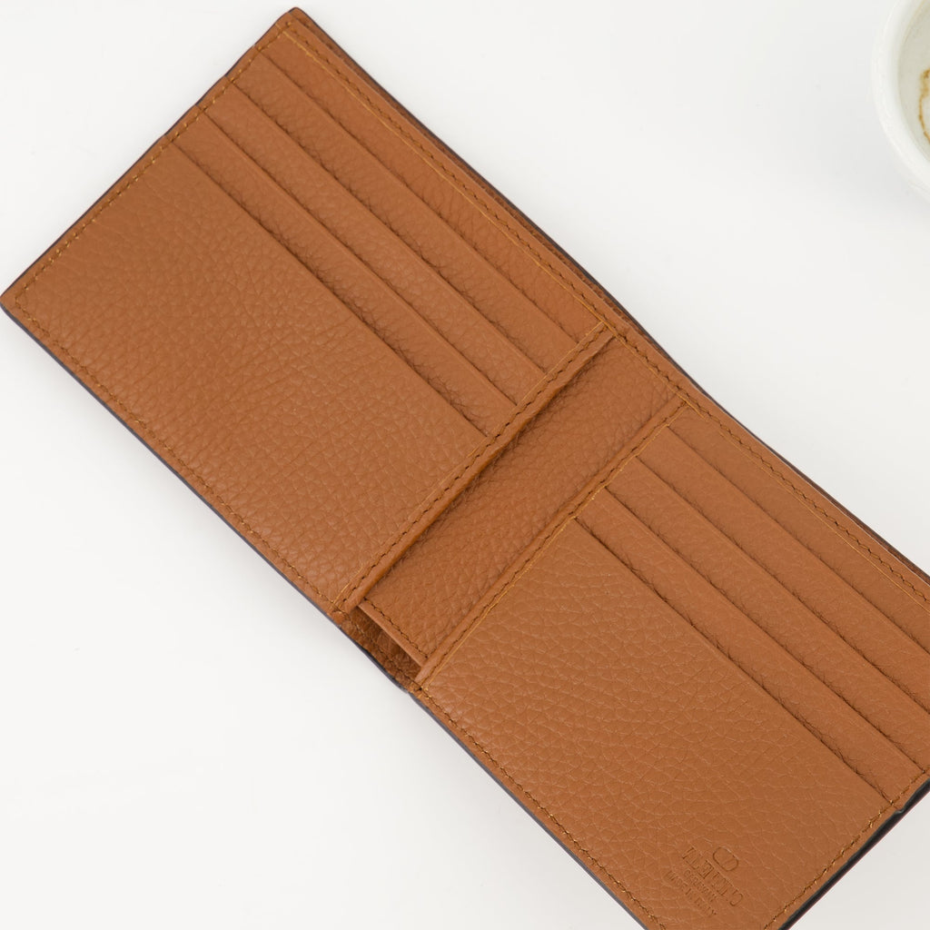 Valentino Garavani wallet, brown leather wallet, Rockstud Wallet, men's wallet, designer wallet
