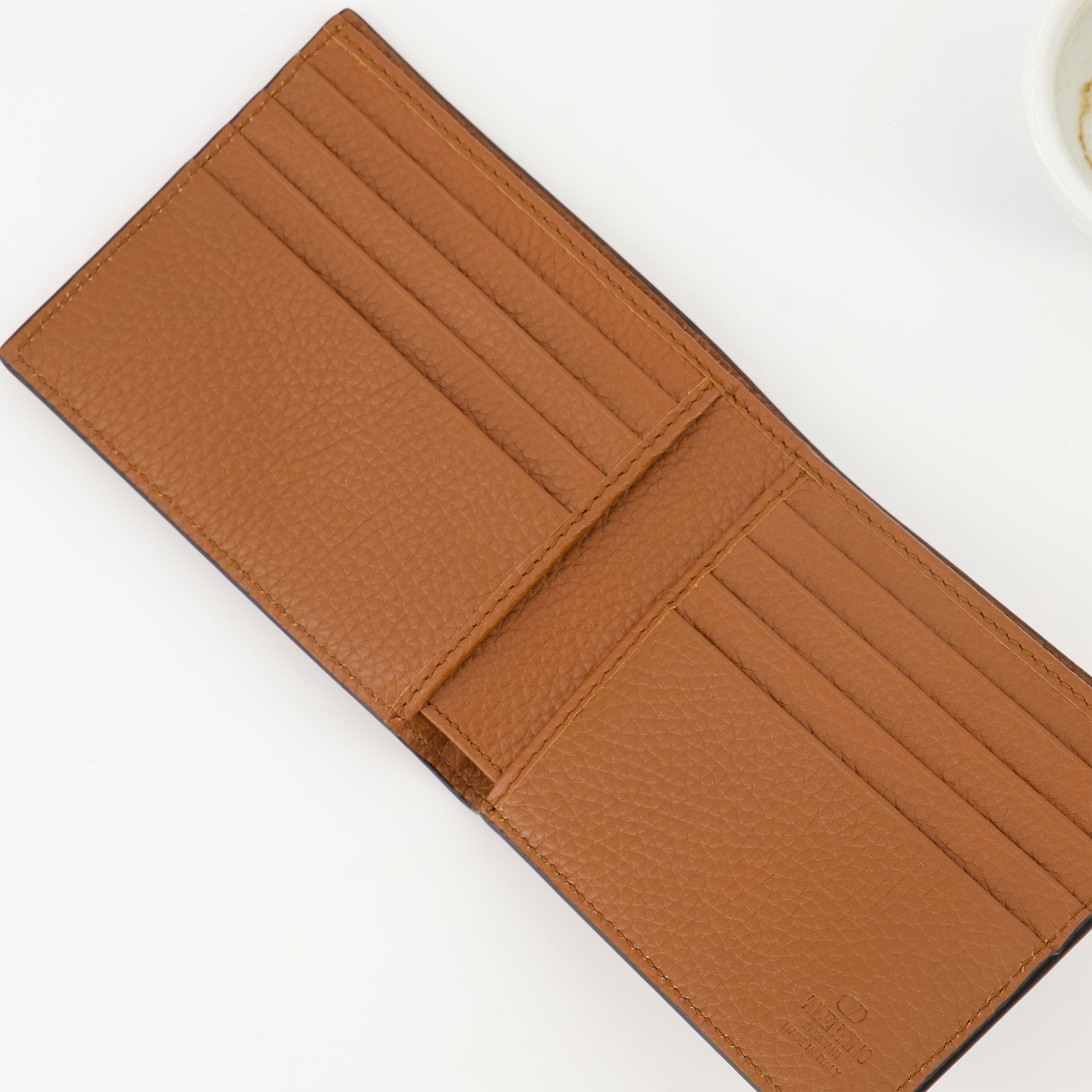 Valentino Garavani wallet, brown leather wallet, Rockstud Wallet, men's wallet, designer wallet
